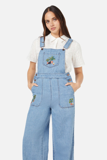 Princess Highway - Cat & Plants Overall - light-denim