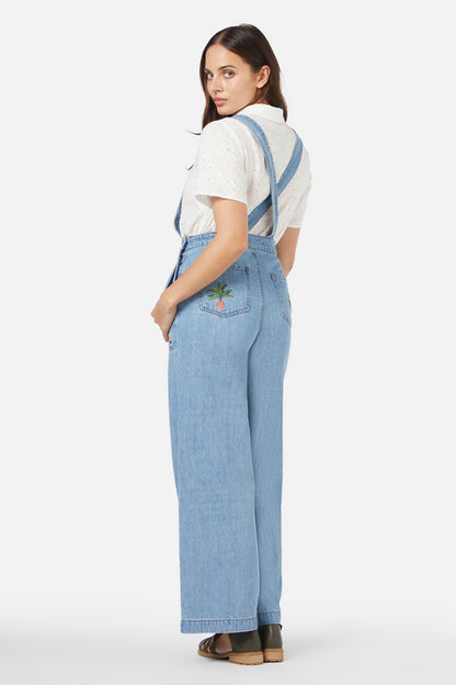 Princess Highway - Cat & Plants Overall - light-denim