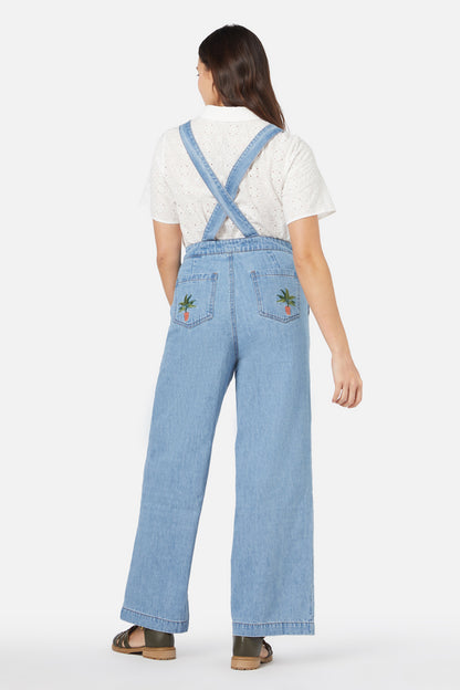 Princess Highway - Cat & Plants Overall - light-denim