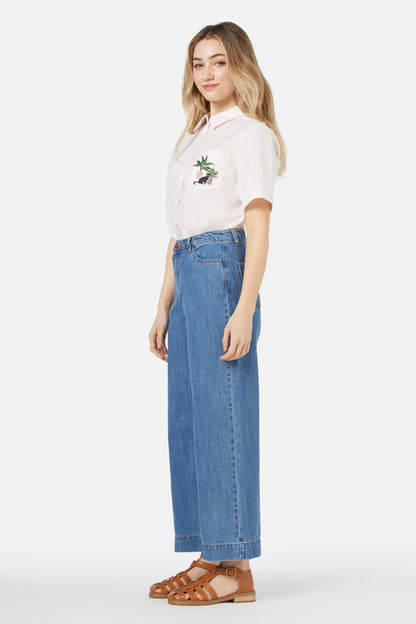 Princess Highway - Cat & Plants Shirt - soft-pink