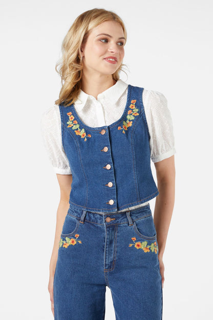 Princess Highway - Nasturtium Emb Vest - mid-denim