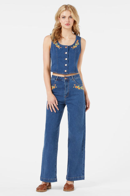 Princess Highway - Nasturtium Emb Vest - mid-denim