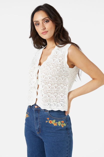 Princess Highway - Margie Tie Front Top - white