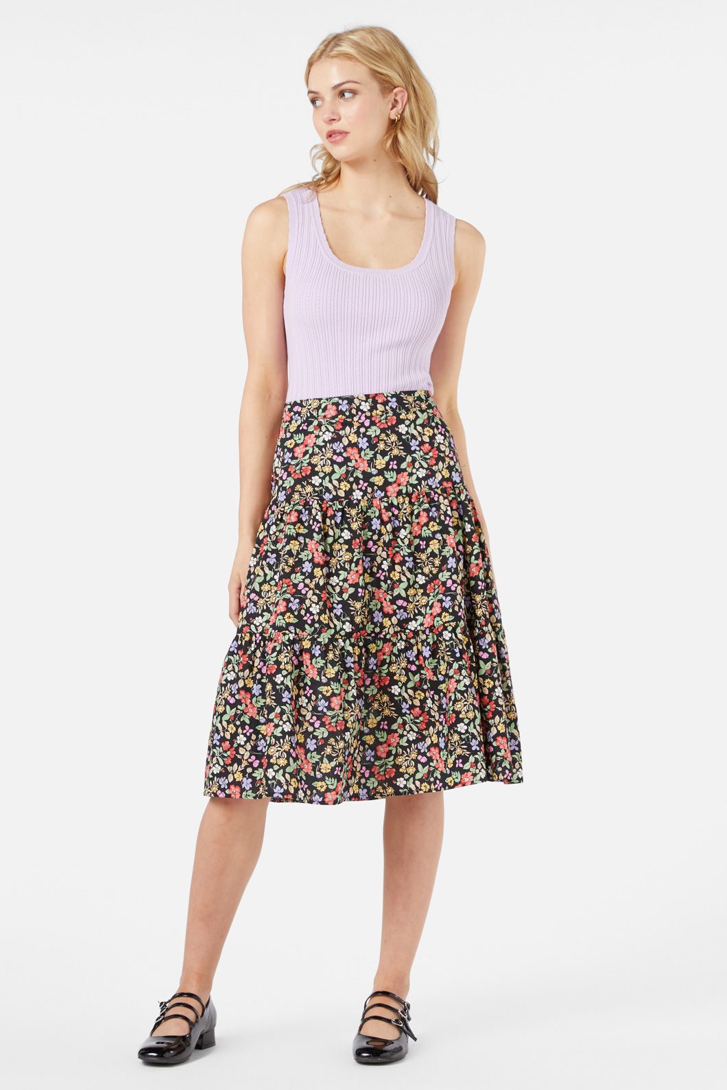 Princess Highway - Ella Flora Skirt - black