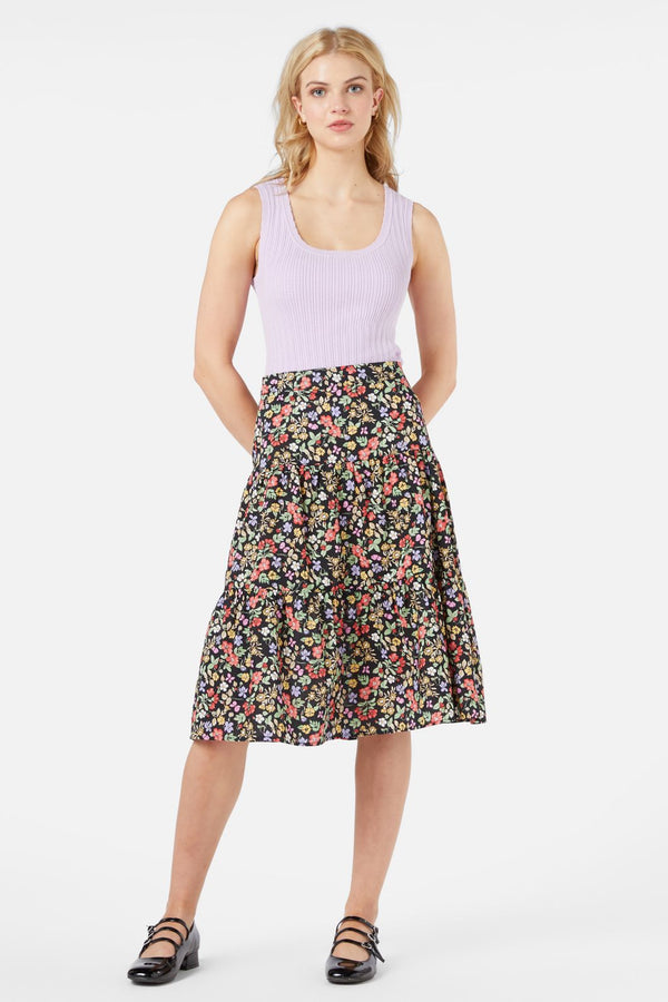Princess Highway - Ella Flora Skirt - black