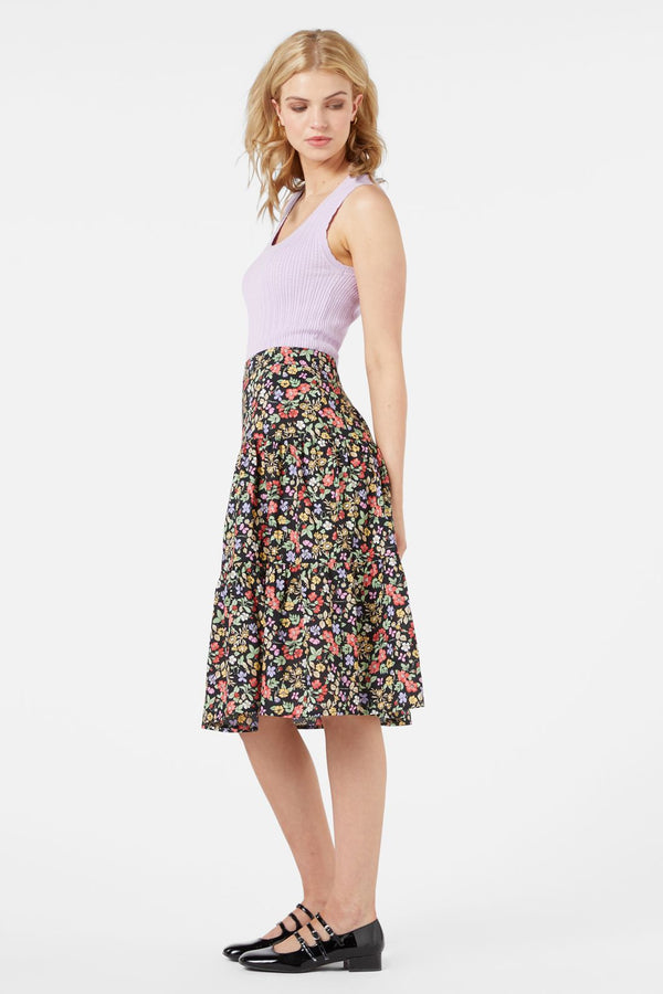 Princess Highway - Ella Flora Skirt - black