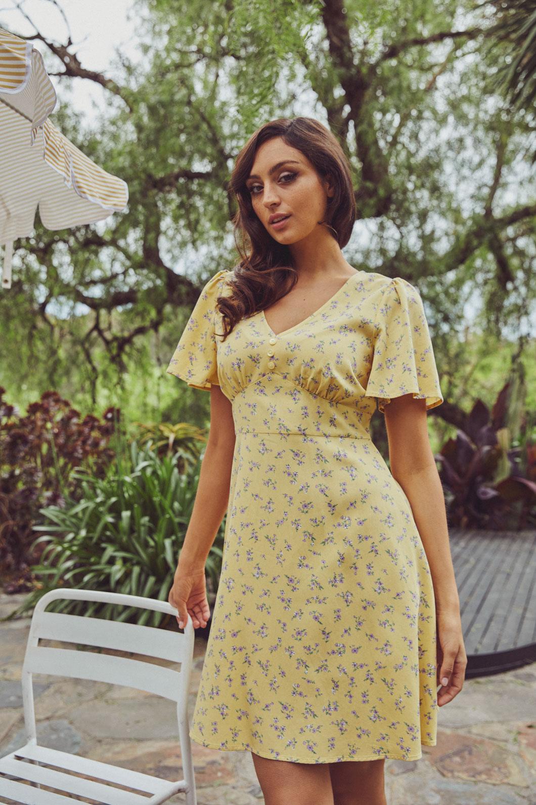 Princess Highway - Lila Ditsy Mini Dress - yellow