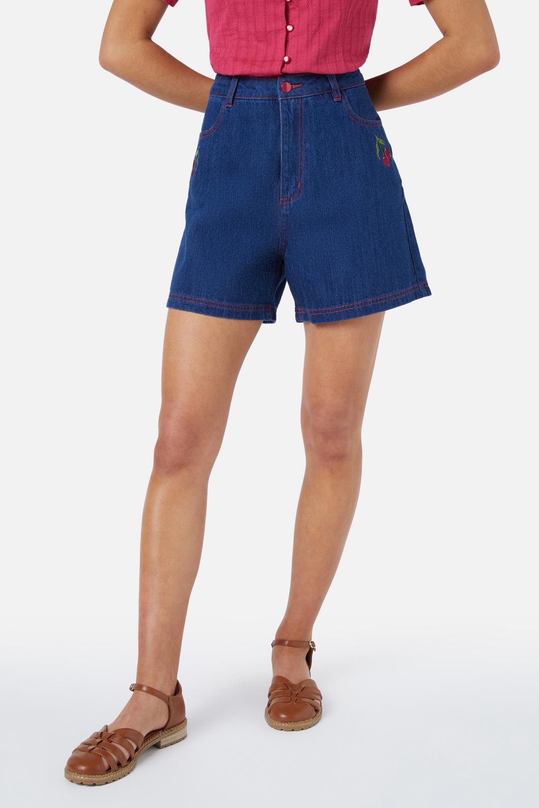Princess Highway - Cherry Emb Short - dark-denim