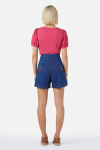 Princess Highway - Cherry Emb Short - dark-denim