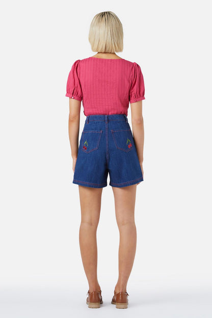 Princess Highway - Cherry Emb Short - dark-denim