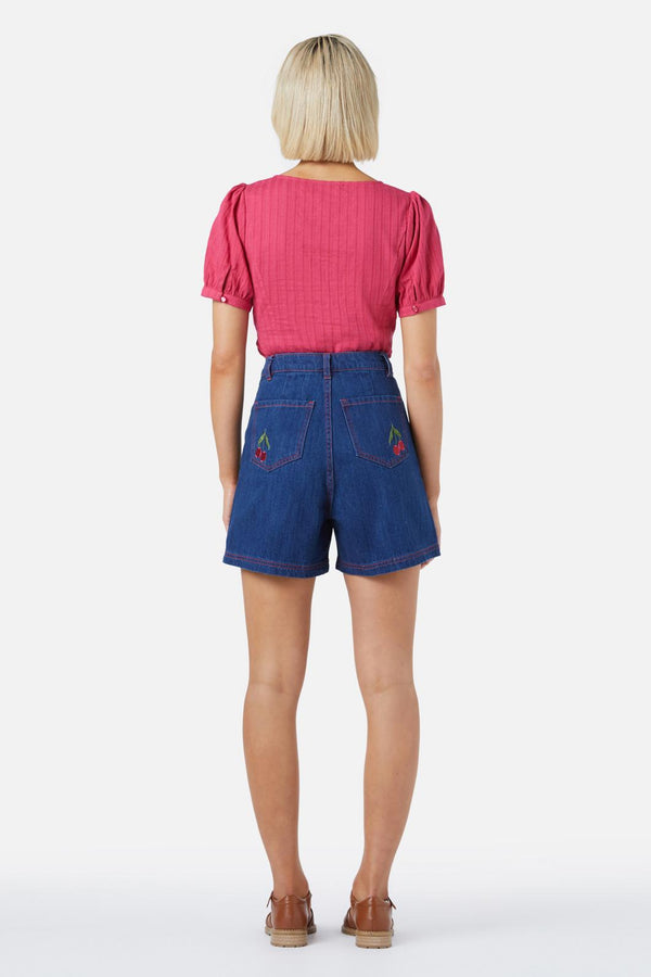 Princess Highway - Cherry Emb Short - dark-denim