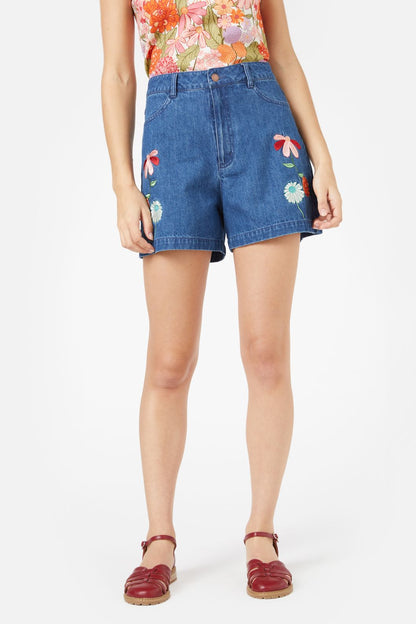 Princess Highway - Eden Emb Short - mid-denim