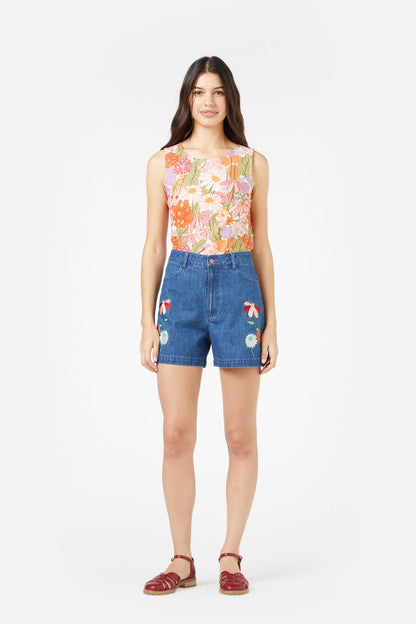 Princess Highway - Eden Emb Short - mid-denim