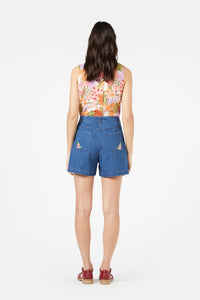 Princess Highway - Eden Emb Short - mid-denim