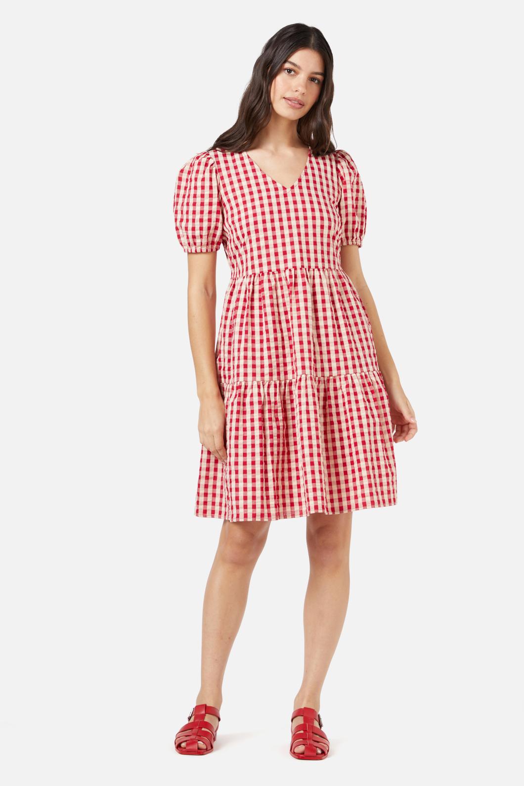 Princess Highway - Greta Check Smock Dress - red
