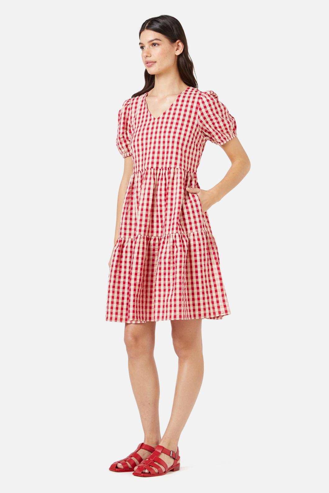 Princess Highway - Greta Check Smock Dress - red