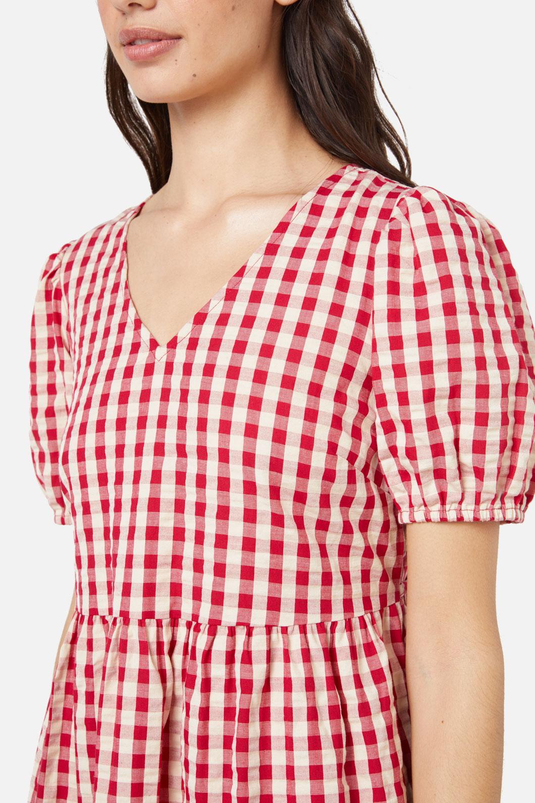Princess Highway - Greta Check Smock Dress - red