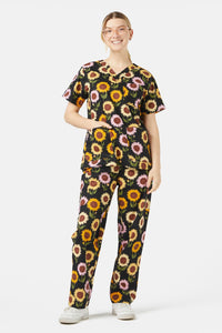 Princess Highway - Sunflower Scrub Set - black