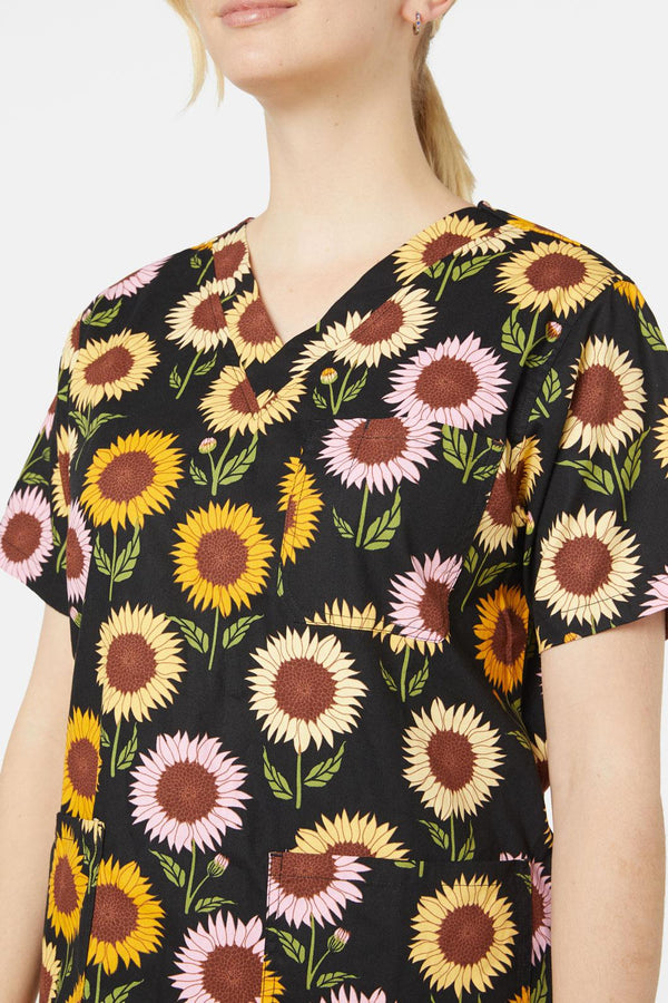 Princess Highway - Sunflower Scrub Set - black