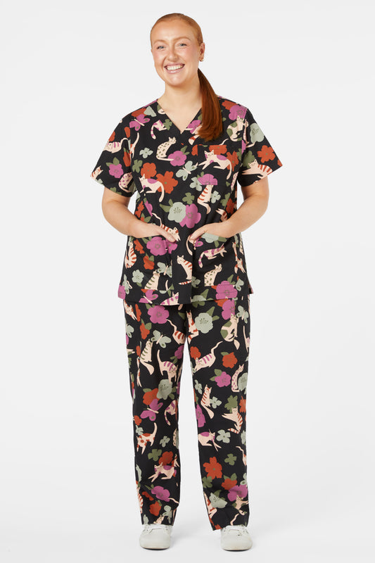Love Scrubs - Love Cats Scrub Set - navy