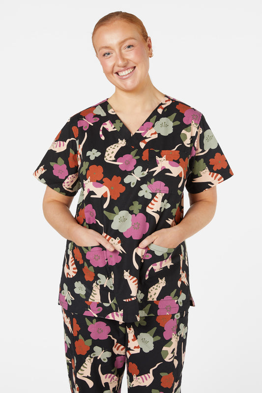 Love Scrubs - Love Cats Scrub Set - navy