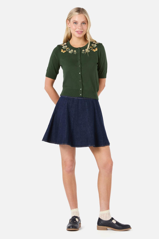 Princess Highway - Butterfly Embroidered Cardigan - green