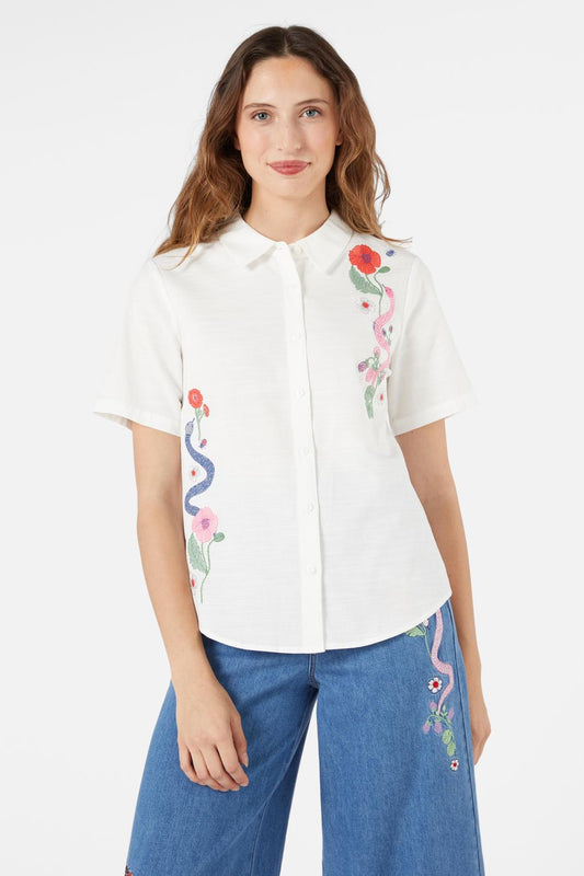 Princess Highway - Snake Emb Blouse - cream