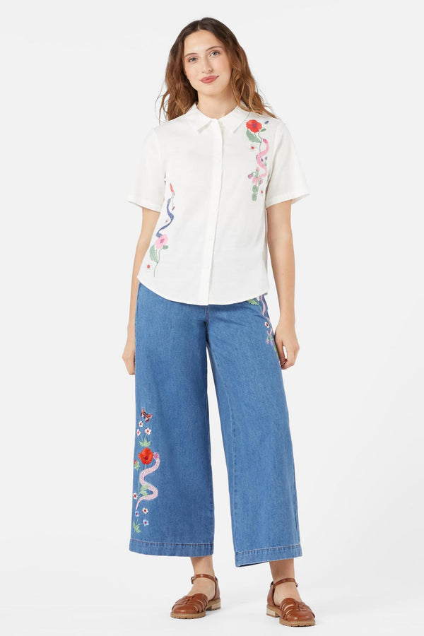Princess Highway - Snake Emb Blouse - cream