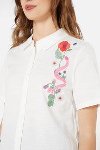 Princess Highway - Snake Emb Blouse - cream