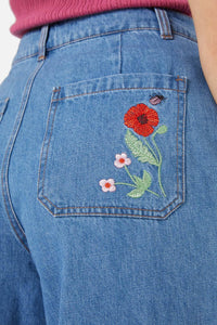 Princess Highway - Snake Embroidered Jean - blue-denim