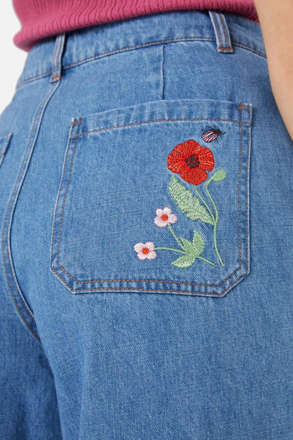 Princess Highway - Snake Embroidered Jean - blue-denim