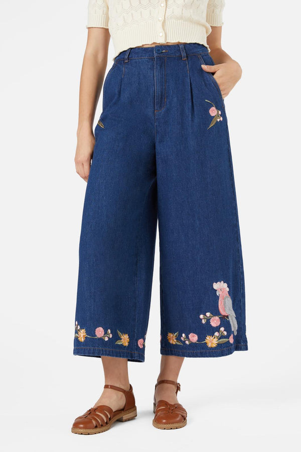 Princess Highway - Galah Emb Culotte - blue-denim