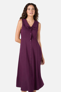 Princess Highway - Dorothy Collared Midi Dress - plum