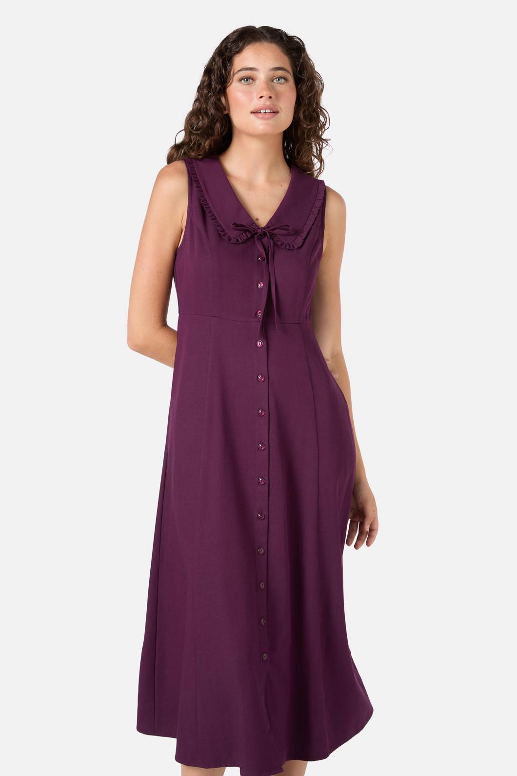 Princess Highway - Dorothy Collared Midi Dress - plum