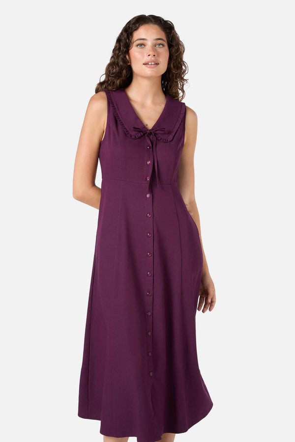 Princess Highway - Dorothy Collared Midi Dress - plum