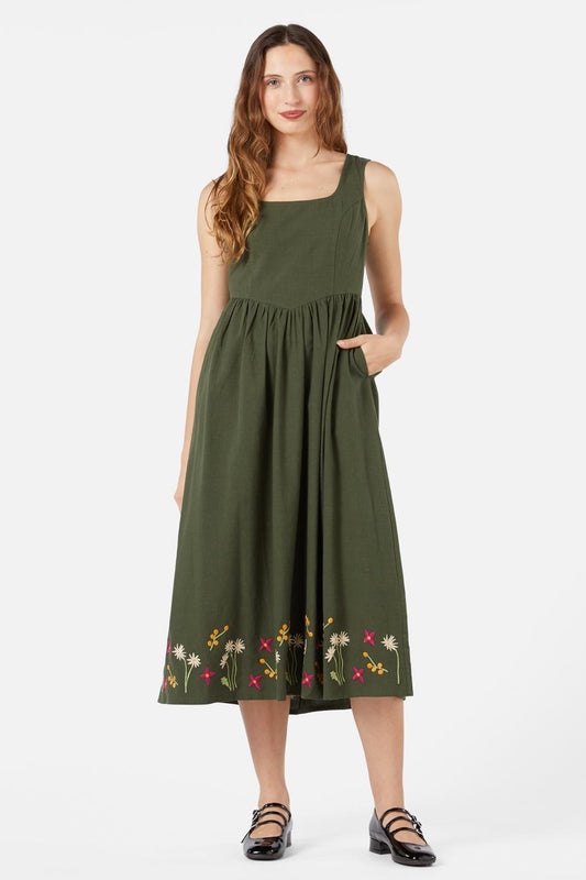 Princess Highway - Posy Embroidered Dress - green