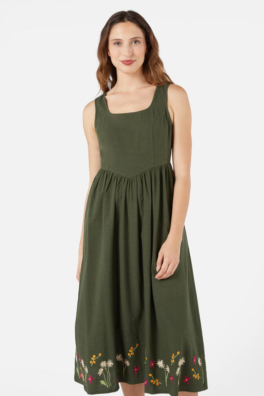 Princess Highway - Posy Embroidered Dress - green