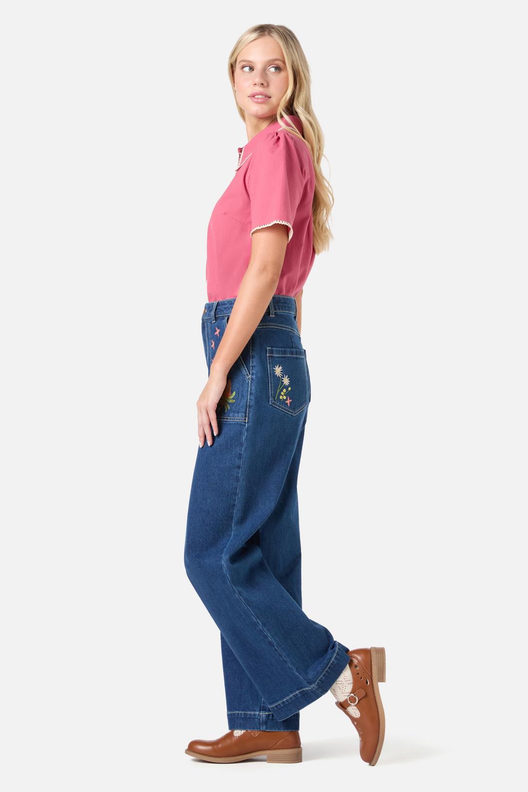 Princess Highway - Lou Short Sleeve Retro Blouse - rose