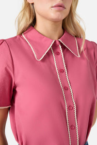 Princess Highway - Lou Short Sleeve Retro Blouse - rose