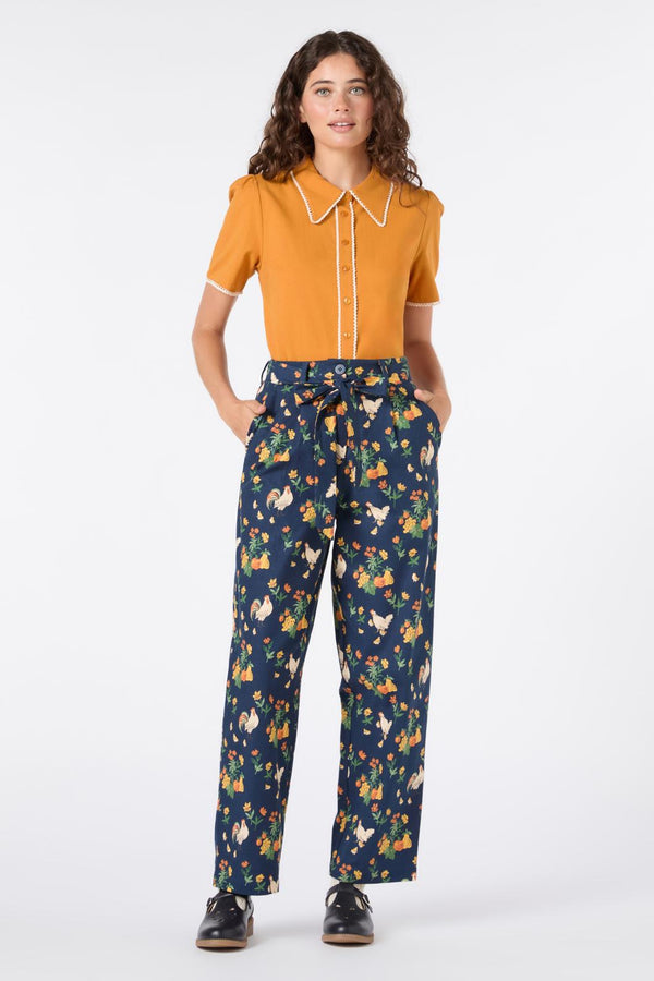 Princess Highway - Lou Short Sleeve Retro Blouse - mustard
