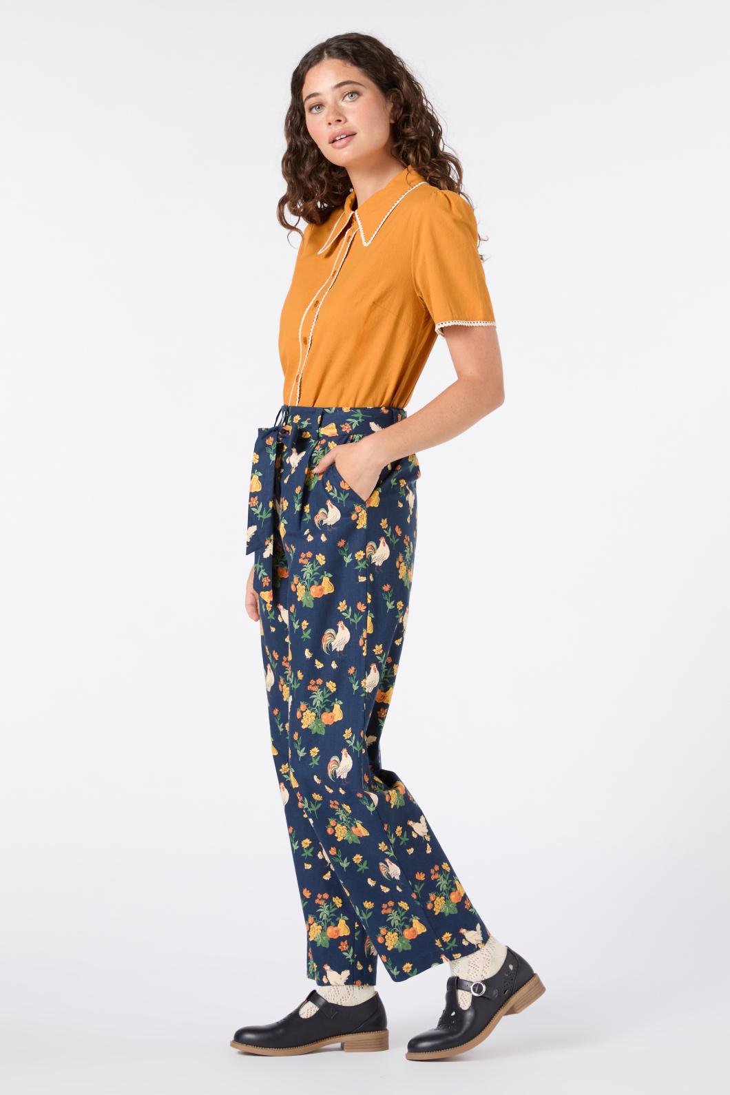Princess Highway - Lou Short Sleeve Retro Blouse - mustard