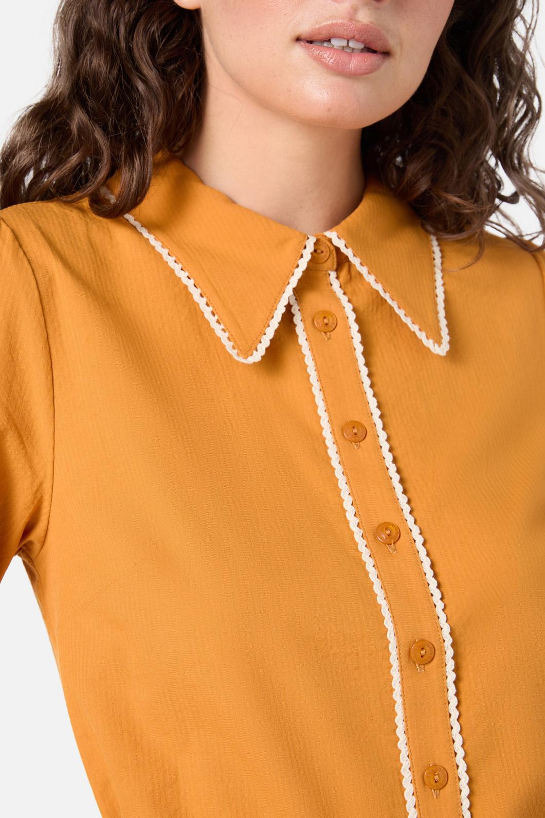 Princess Highway - Lou Short Sleeve Retro Blouse - mustard