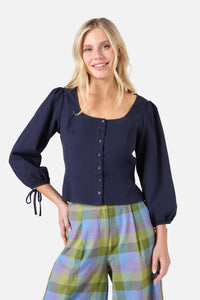 Princess Highway - Lela Tie Front Top - navy