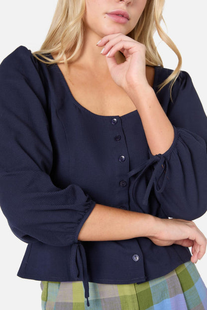 Princess Highway - Lela Tie Front Top - navy