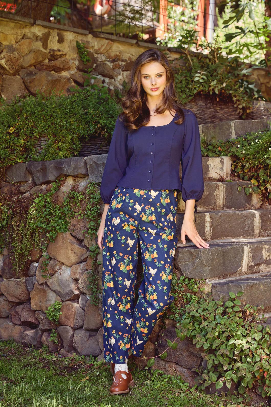 Princess Highway - Lela Tie Front Top - navy