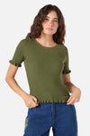Princess Highway - Maya Ruffle Rib Knit Top - olive