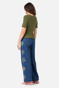 Princess Highway - Maya Ruffle Rib Knit Top - olive