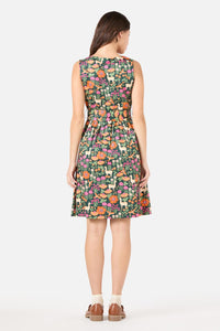 Princess Highway - Llama V Neck Sleeveless Dress - green