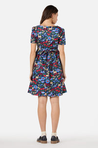 Princess Highway - Llama Short Sleeve Dress - navy