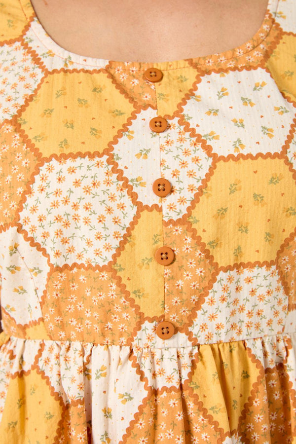 Princess Highway - Patchwork Mini Dress - gold